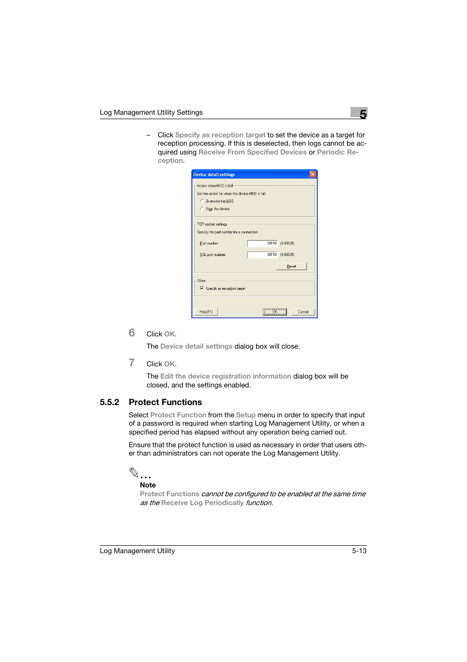 2 protect functions, Protect functions -13 | Konica Minolta PageScope Log Management Utility User Manual | Page 62 / 76