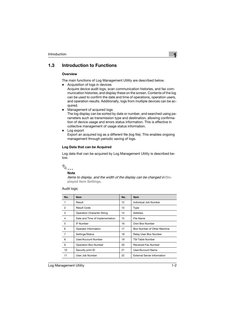 3 introduction to functions, Introduction to functions -2 | Konica Minolta PageScope Log Management Utility User Manual | Page 9 / 76