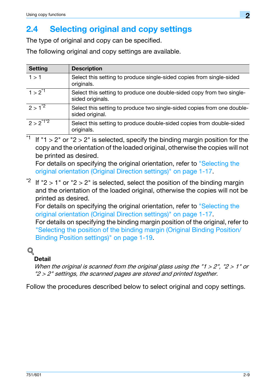 4 selecting original and copy settings, 4 selecting original and copy settings -9 | Konica Minolta bizhub 601 User Manual | Page 36 / 101