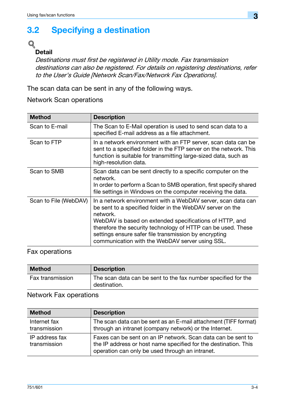 2 specifying a destination, 2 specifying a destination -4, G destinations, refer to | Konica Minolta bizhub 601 User Manual | Page 66 / 101