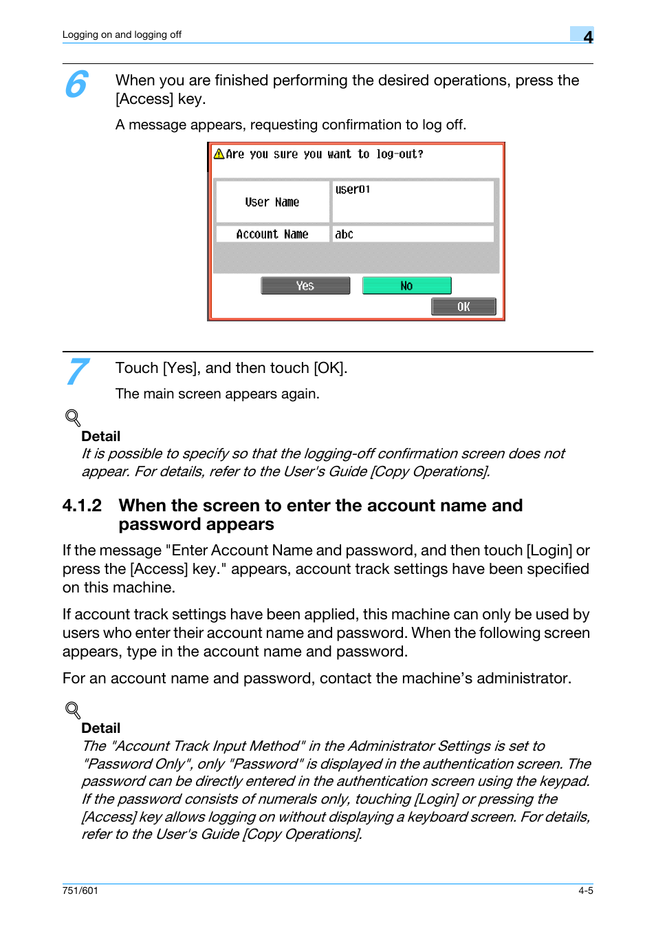 Appears -5 | Konica Minolta bizhub 601 User Manual | Page 97 / 101