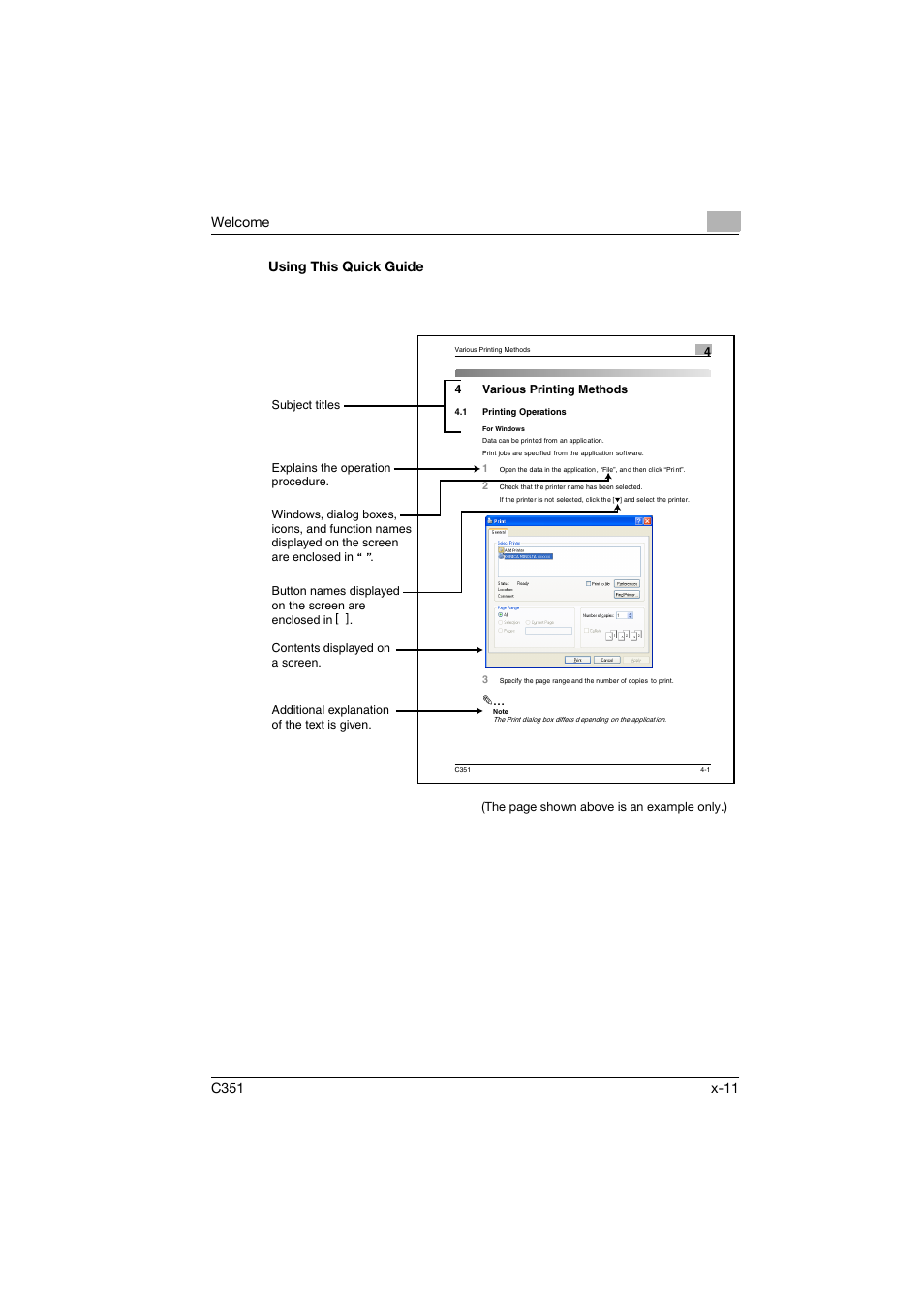 Using this quick guide | Konica Minolta BIZHUB C351 User Manual | Page 12 / 94