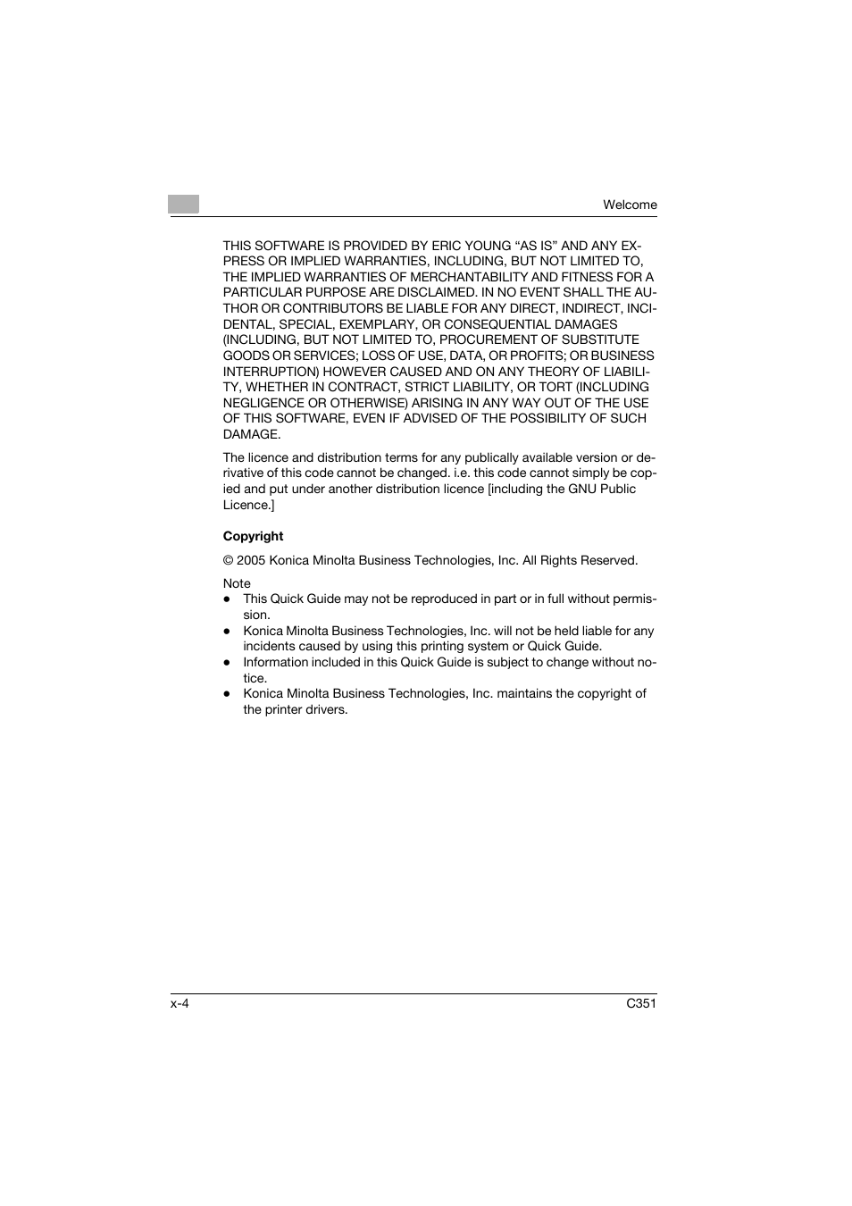 Copyright | Konica Minolta BIZHUB C351 User Manual | Page 5 / 94