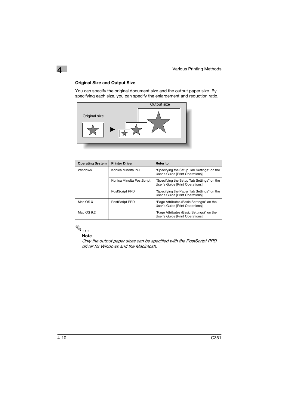 Original size and output size, Original size and output size -10 | Konica Minolta BIZHUB C351 User Manual | Page 63 / 94
