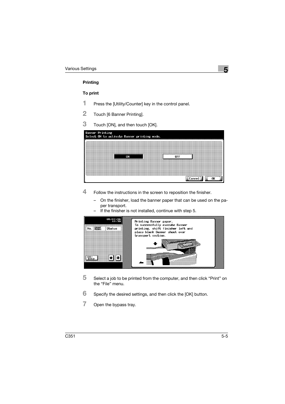 Printing, To print, Printing -5 to print -5 | Konica Minolta BIZHUB C351 User Manual | Page 78 / 94