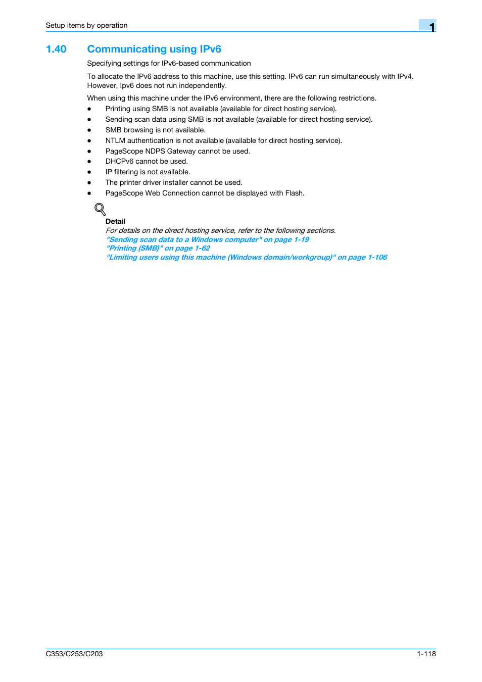 40 communicating using ipv6, Communicating using ipv6 -118 | Konica Minolta bizhub C353 User Manual | Page 131 / 220