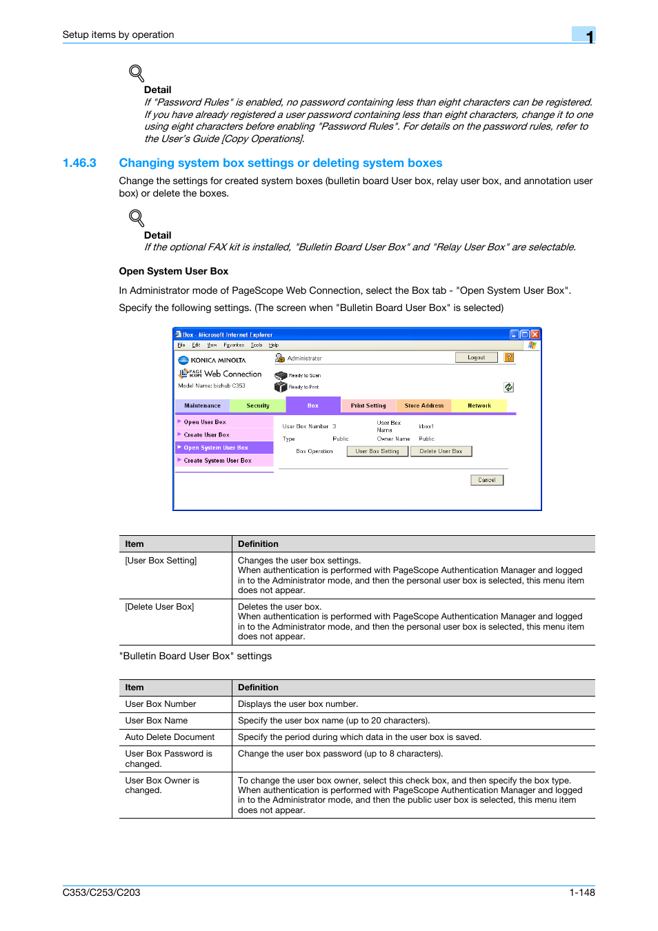 Open system user box | Konica Minolta bizhub C353 User Manual | Page 161 / 220