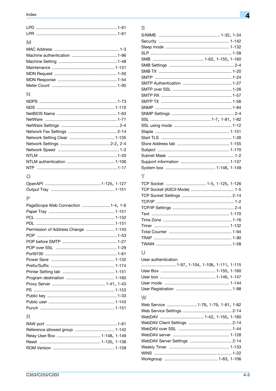 M to w | Konica Minolta bizhub C353 User Manual | Page 218 / 220