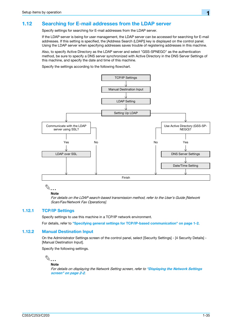 1 tcp/ip settings, 2 manual destination input, Tcp/ip settings -35 | Manual destination input -35 | Konica Minolta bizhub C353 User Manual | Page 48 / 220