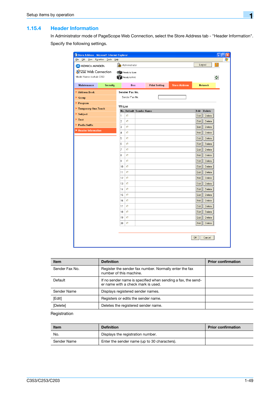 4 header information, Header information -49, Header information | Konica Minolta bizhub C353 User Manual | Page 62 / 220