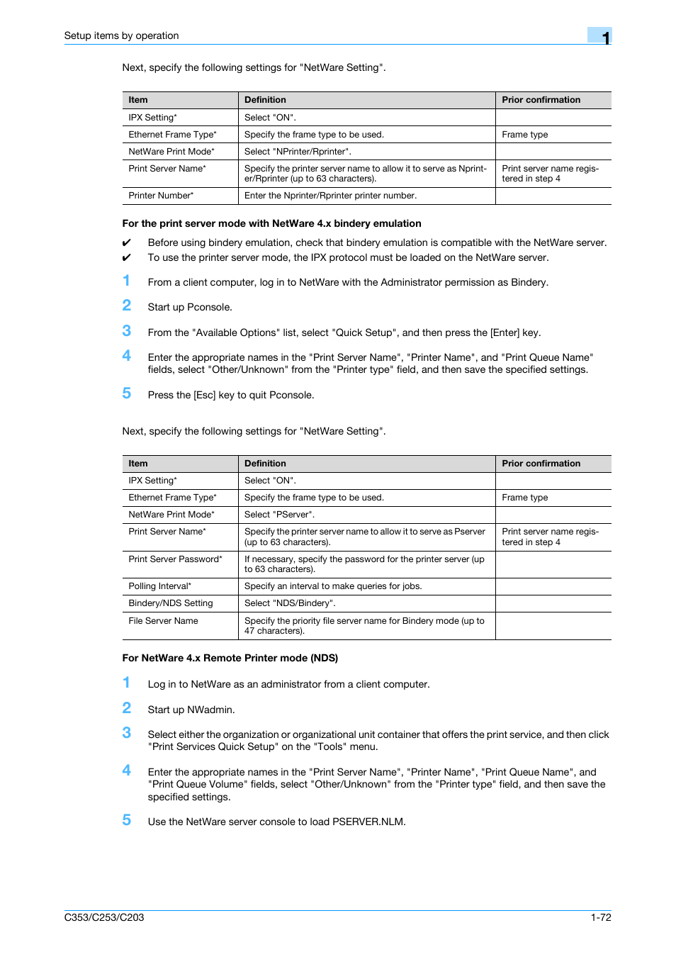 For netware 4.x remote printer mode (nds) | Konica Minolta bizhub C353 User Manual | Page 85 / 220