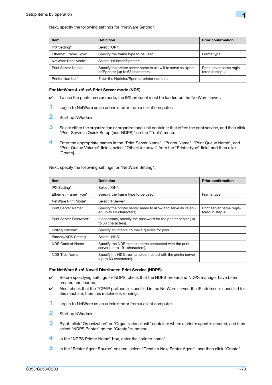 For netware 4.x/5.x/6 print server mode (nds) | Konica Minolta bizhub C353 User Manual | Page 86 / 220