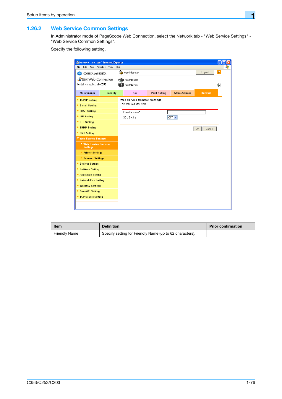 2 web service common settings, Web service common settings -76, Web service common settings | Konica Minolta bizhub C353 User Manual | Page 89 / 220