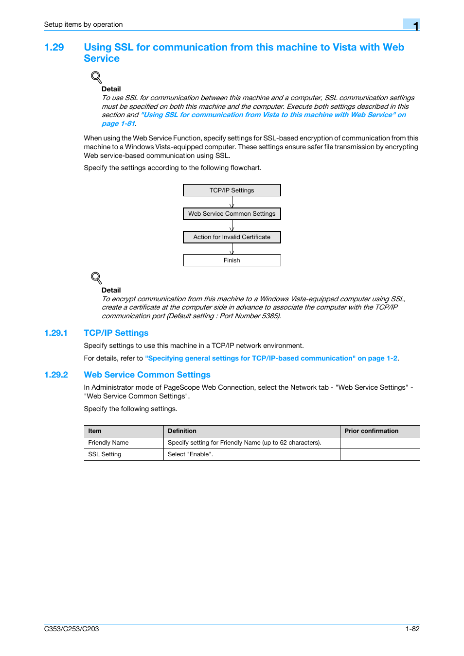 1 tcp/ip settings, 2 web service common settings, Tcp/ip settings -82 | Web service common settings -82, Ion and | Konica Minolta bizhub C353 User Manual | Page 95 / 220