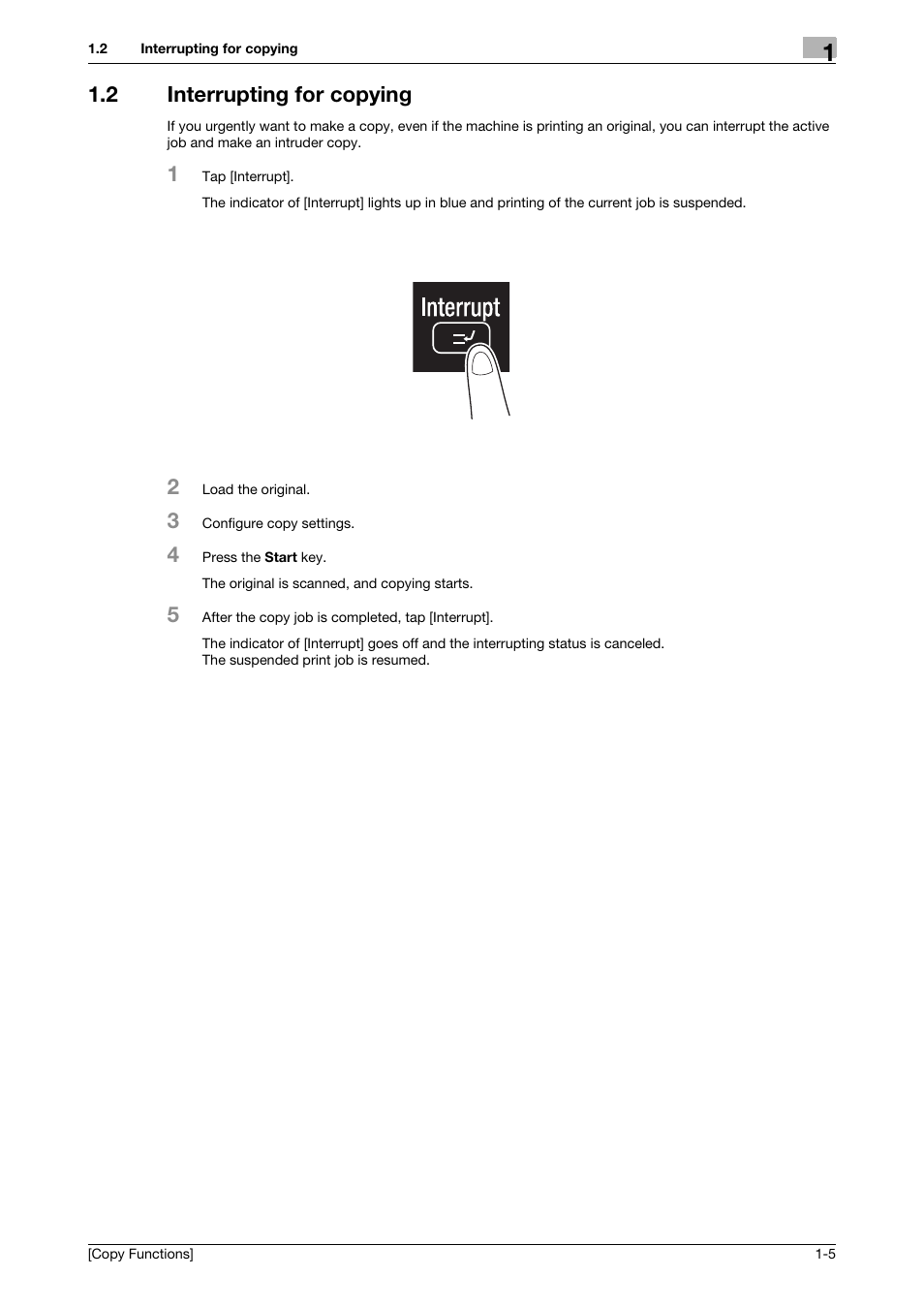 2 interrupting for copying, Interrupting for copying -5 | Konica Minolta bizhub C3350 User Manual | Page 7 / 30