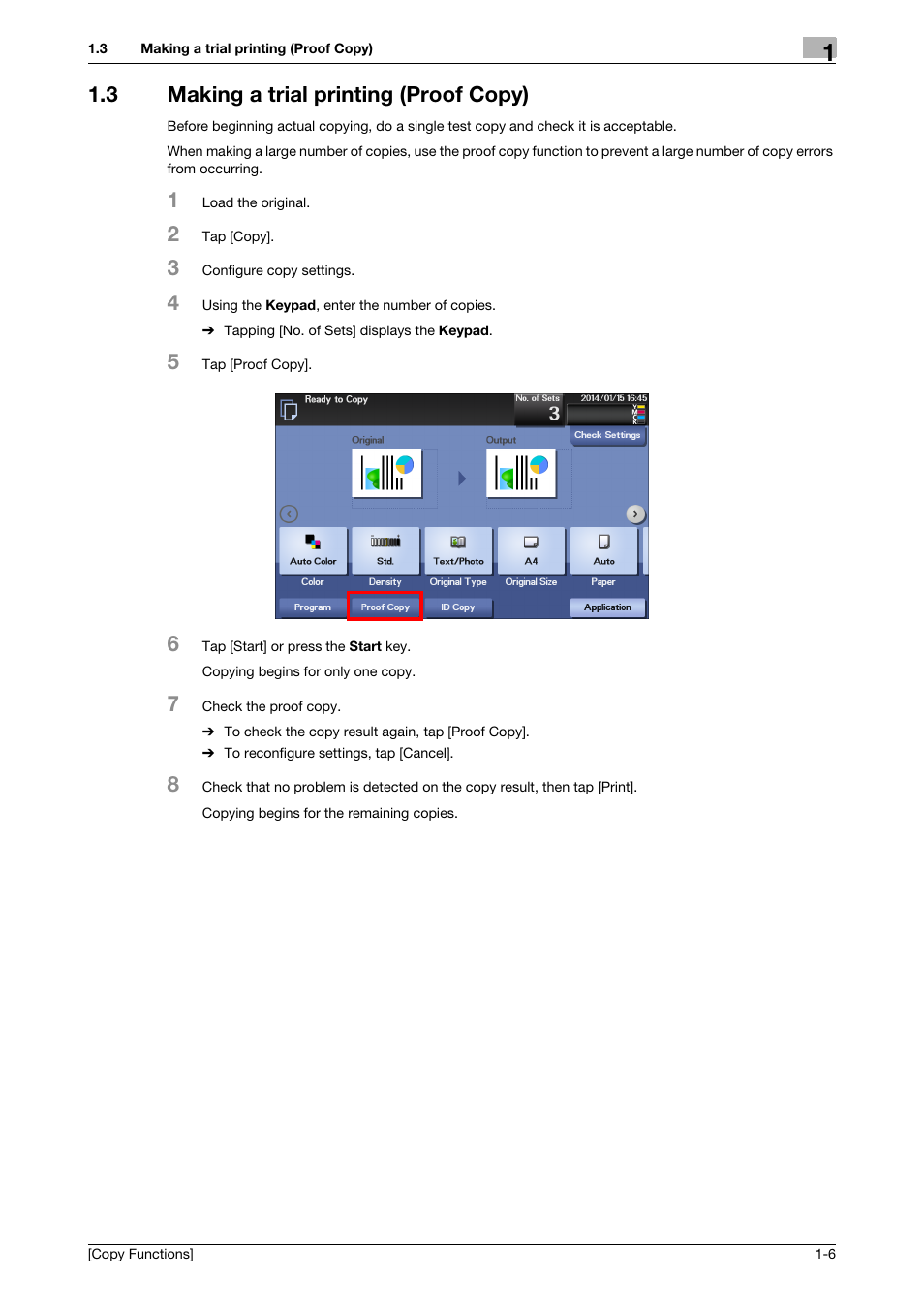 3 making a trial printing (proof copy), Making a trial printing (proof copy) -6 | Konica Minolta bizhub C3350 User Manual | Page 8 / 30