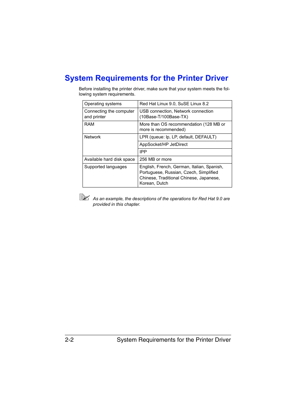 System requirements for the printer driver, System requirements for the printer driver -2 | Konica Minolta magicolor 1650EN User Manual | Page 107 / 317