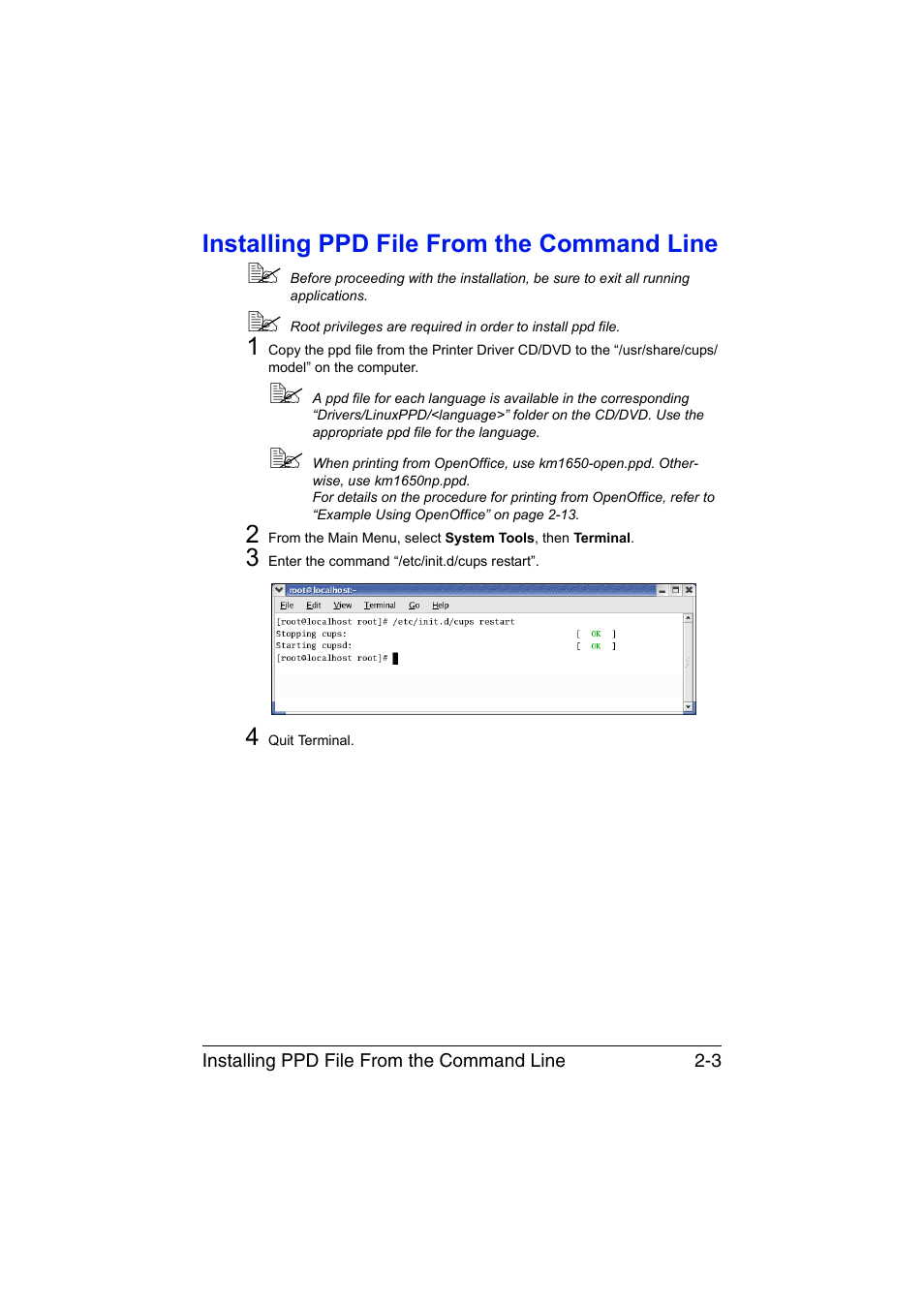 Installing ppd file from the command line, Installing ppd file from the command line -3 | Konica Minolta magicolor 1650EN User Manual | Page 108 / 317