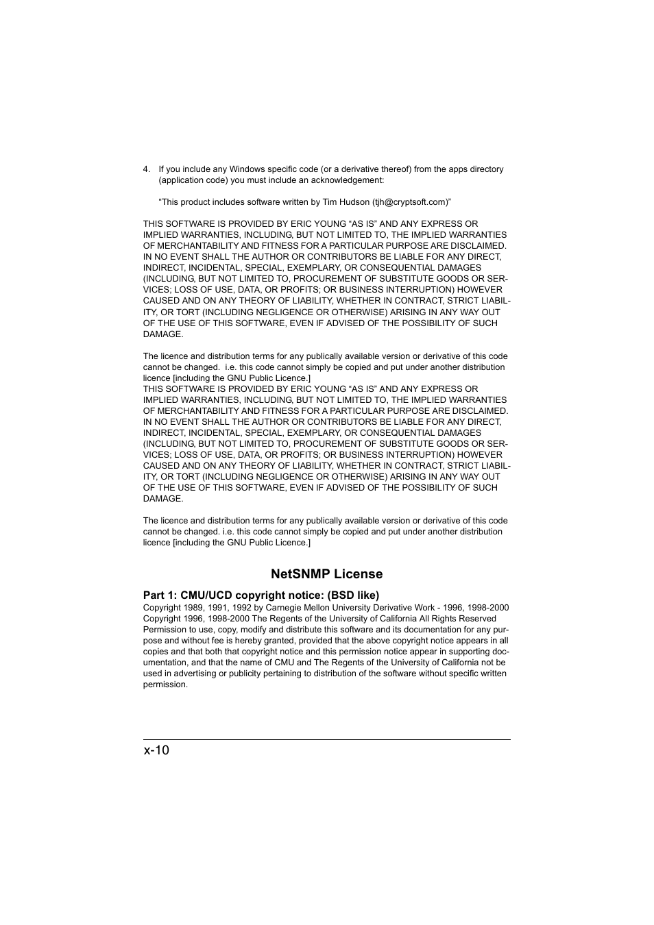 X-10, Netsnmp license | Konica Minolta magicolor 1650EN User Manual | Page 11 / 317