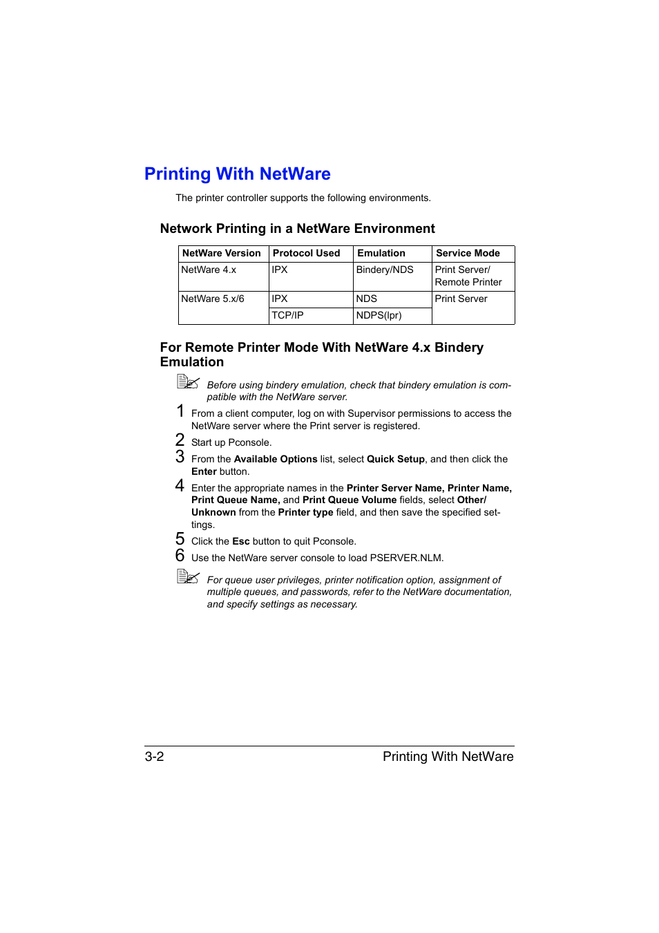 Printing with netware, Network printing in a netware environment, Printing with netware -2 | Konica Minolta magicolor 1650EN User Manual | Page 125 / 317