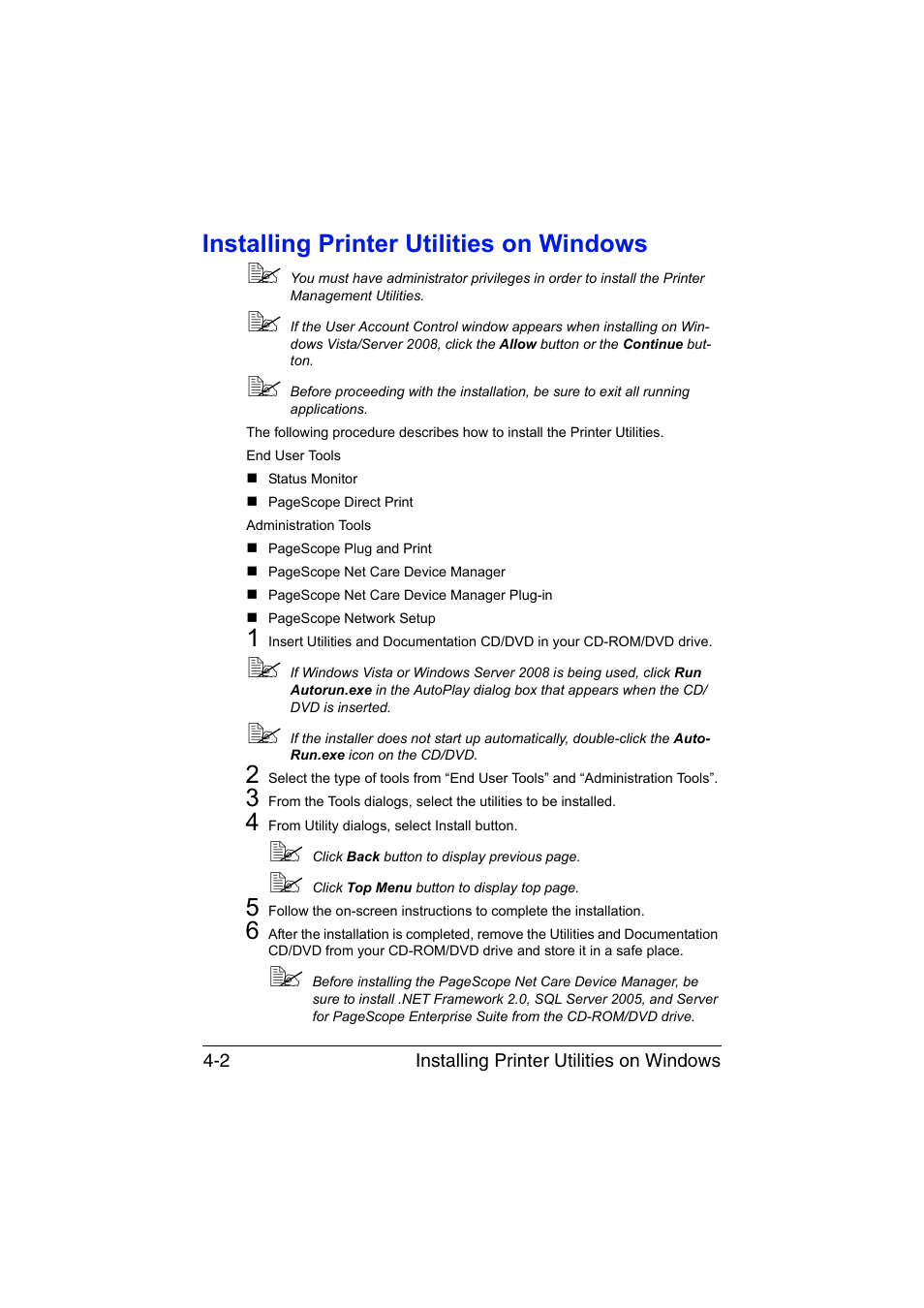 Installing printer utilities on windows, Installing printer utilities on windows -2 | Konica Minolta magicolor 1650EN User Manual | Page 135 / 317