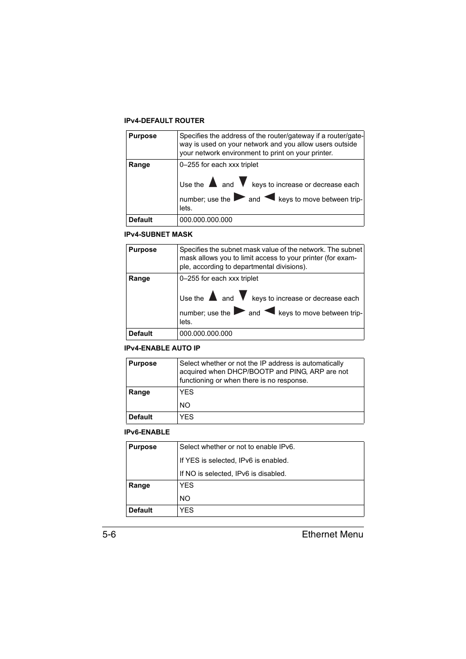 Ethernet menu 5-6 | Konica Minolta magicolor 1650EN User Manual | Page 141 / 317