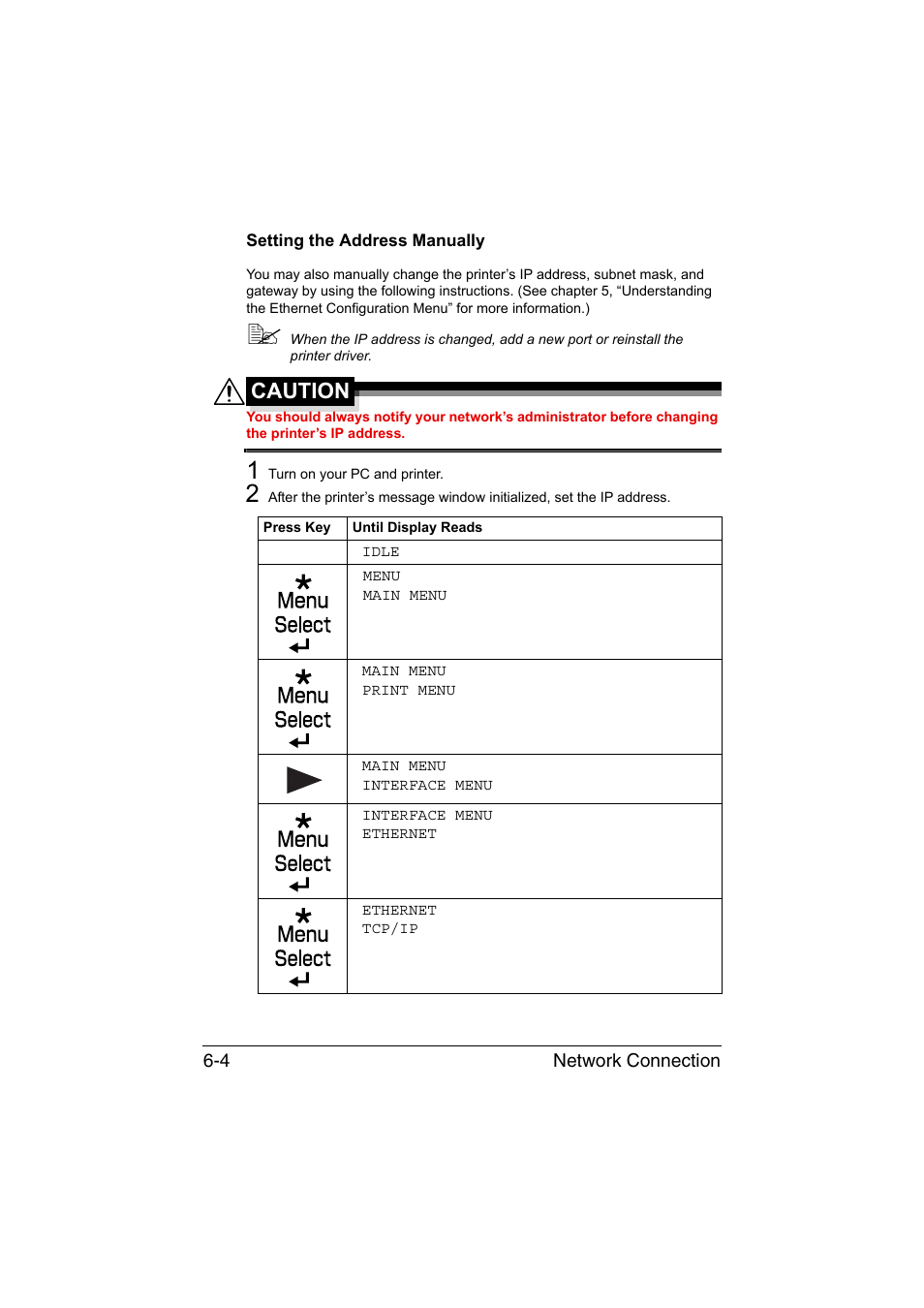 Setting the address manually, Setting the address manually -4, Caution | Konica Minolta magicolor 1650EN User Manual | Page 149 / 317