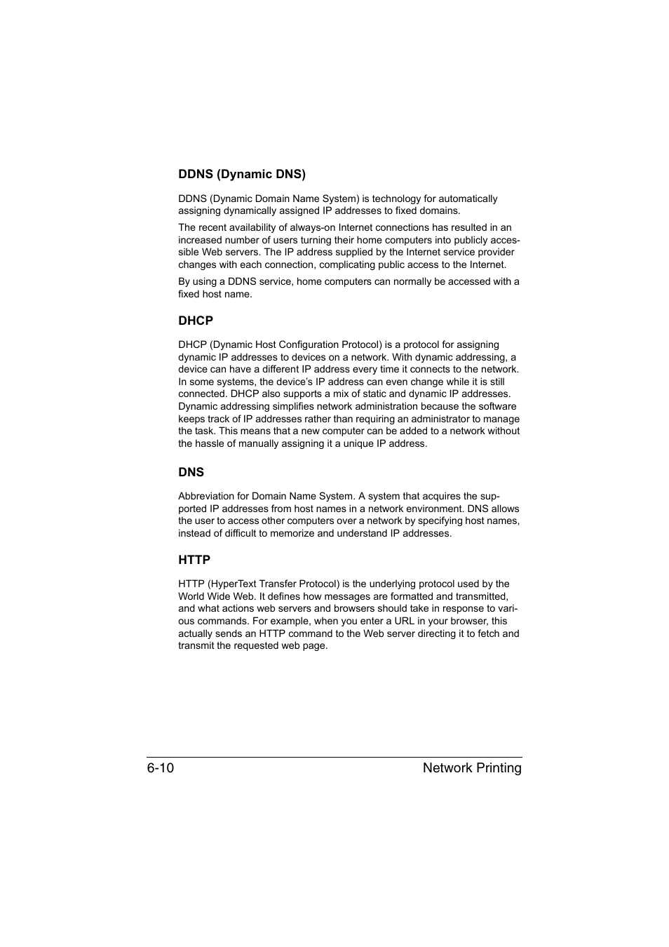 Ddns (dynamic dns), Dhcp, Http | Ddns (dynamic dns) -10 dhcp -10 dns -10 http -10 | Konica Minolta magicolor 1650EN User Manual | Page 155 / 317