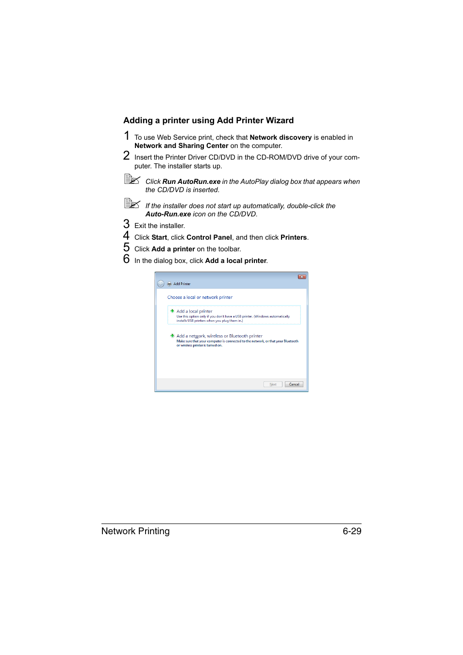 Adding a printer using add printer wizard, Adding a printer using add printer wizard -29 | Konica Minolta magicolor 1650EN User Manual | Page 174 / 317