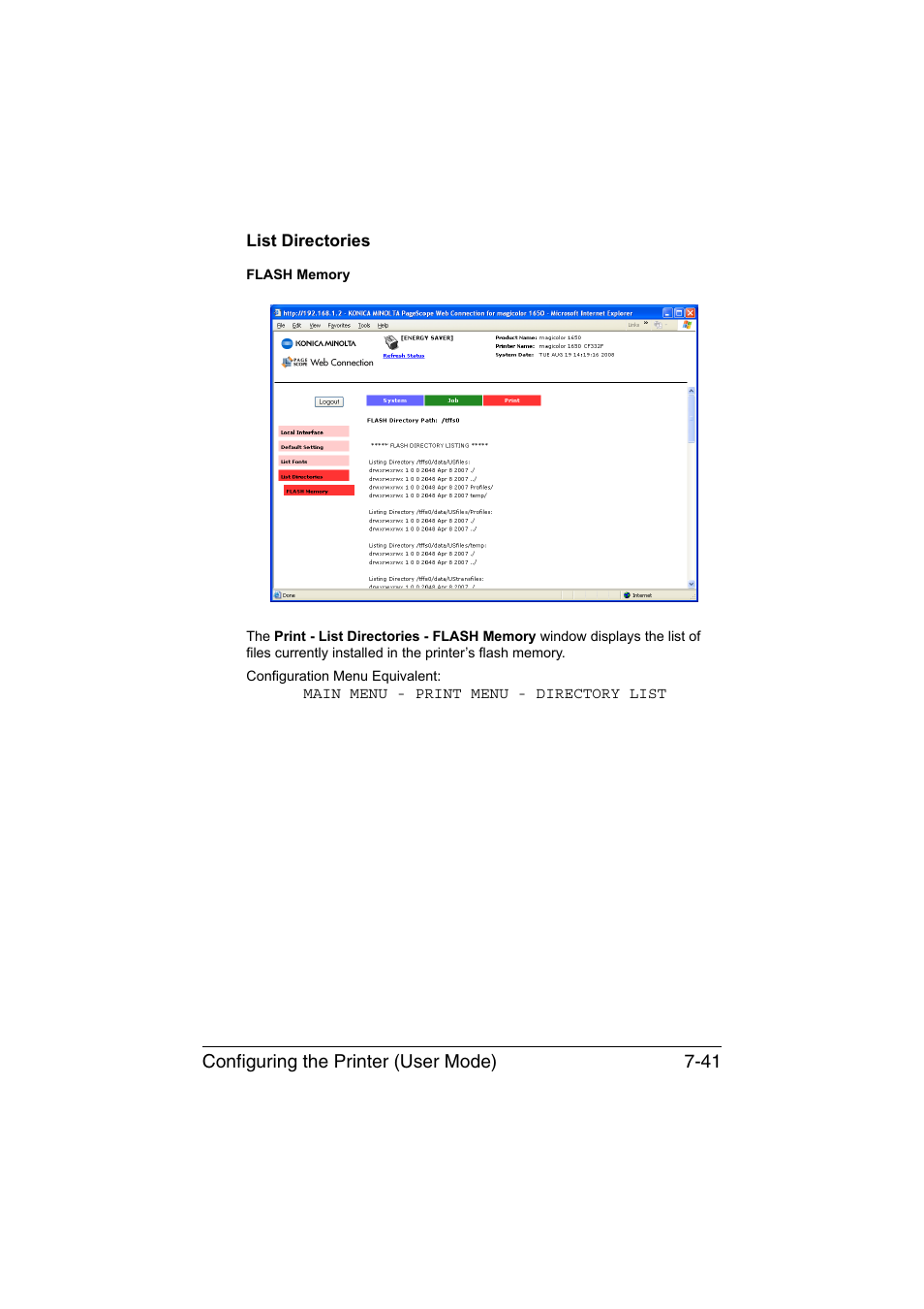 List directories, List directories -41 | Konica Minolta magicolor 1650EN User Manual | Page 226 / 317
