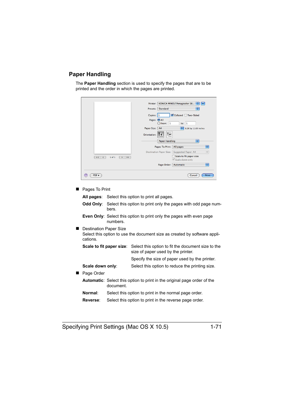 Paper handling, Paper handling -71 | Konica Minolta magicolor 1650EN User Manual | Page 92 / 317