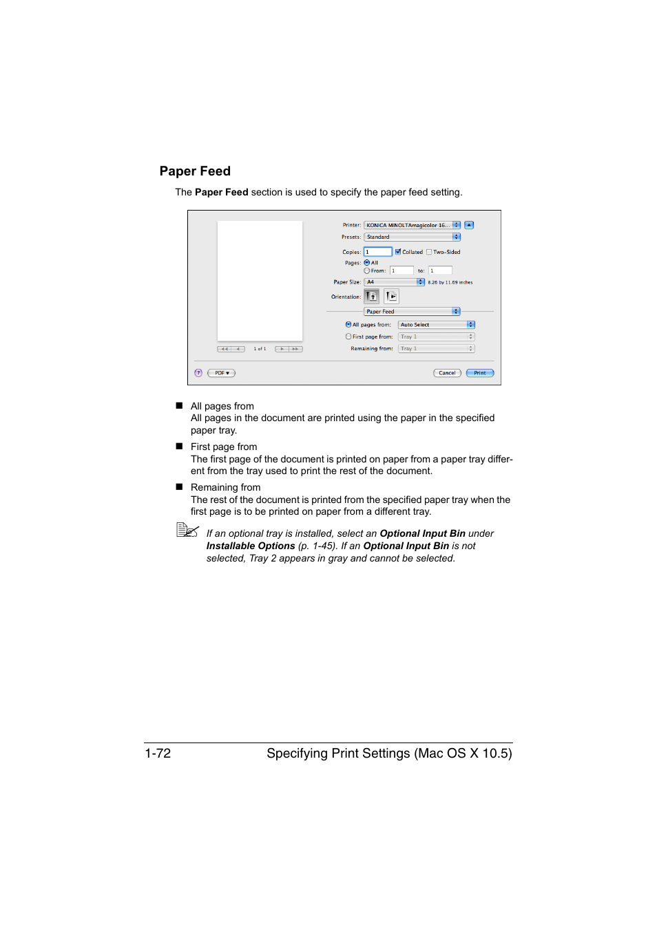 Paper feed, Paper feed -72 | Konica Minolta magicolor 1650EN User Manual | Page 93 / 317