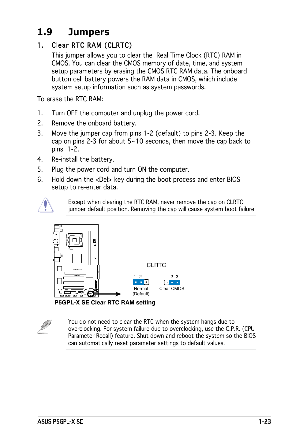9 jumpers | Asus P5GPL-X SE User Manual | Page 35 / 94