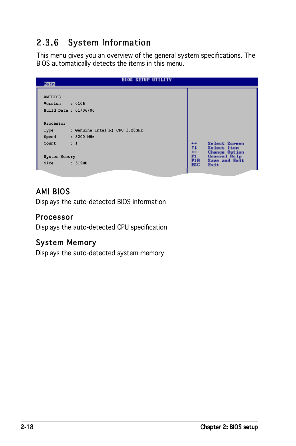 6 system information, Ami bios, Processor | Asus P5GPL-X SE User Manual | Page 64 / 94