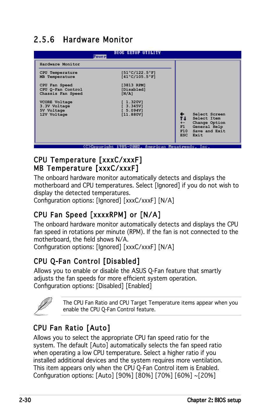 6 hardware monitor, Cpu q-fan control [disabled, Cpu fan ratio [auto | Asus P5GPL-X SE User Manual | Page 76 / 94