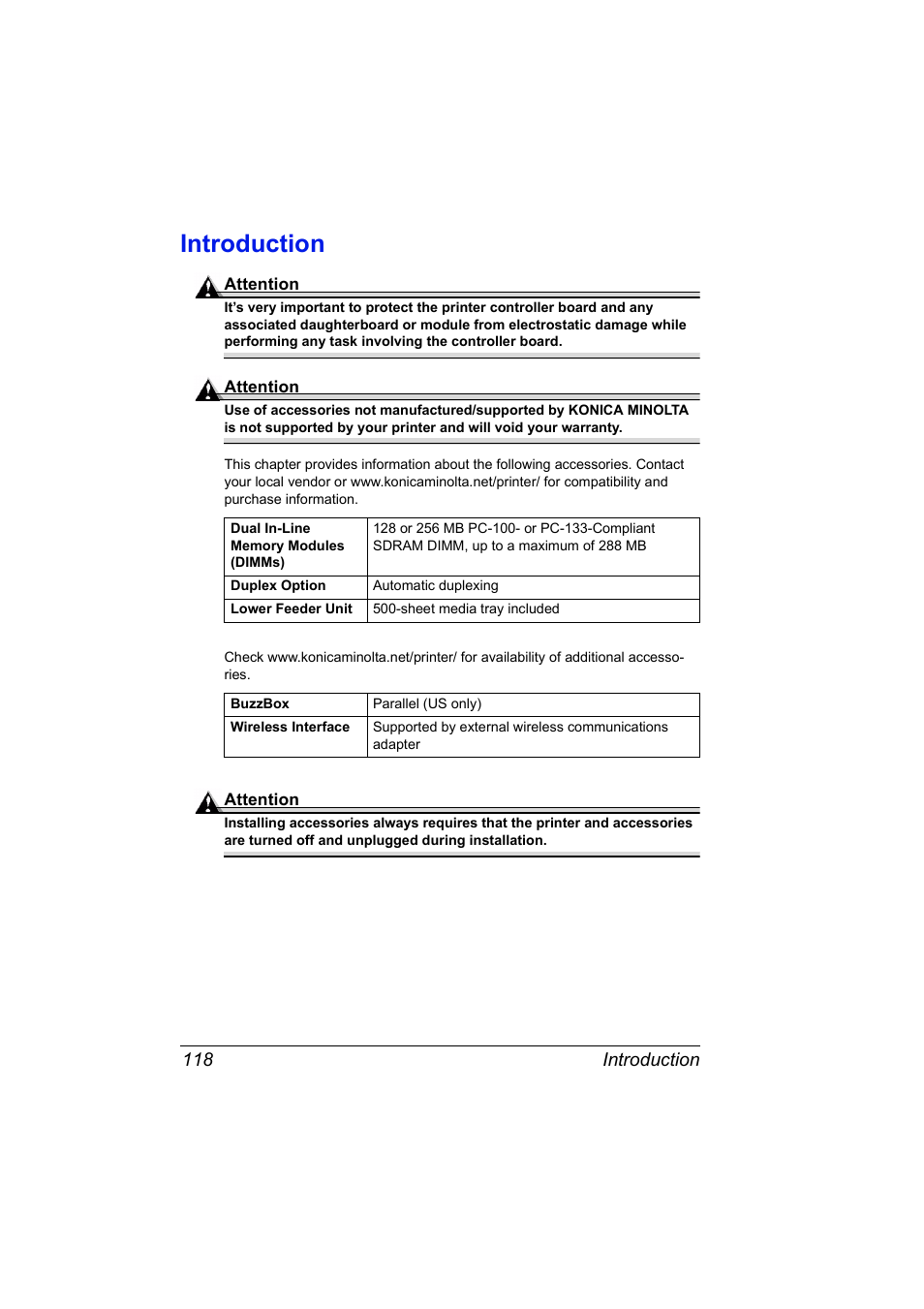 Introduction, Introduction 118 | Konica Minolta MAGICOLOR 2300 User Manual | Page 128 / 182