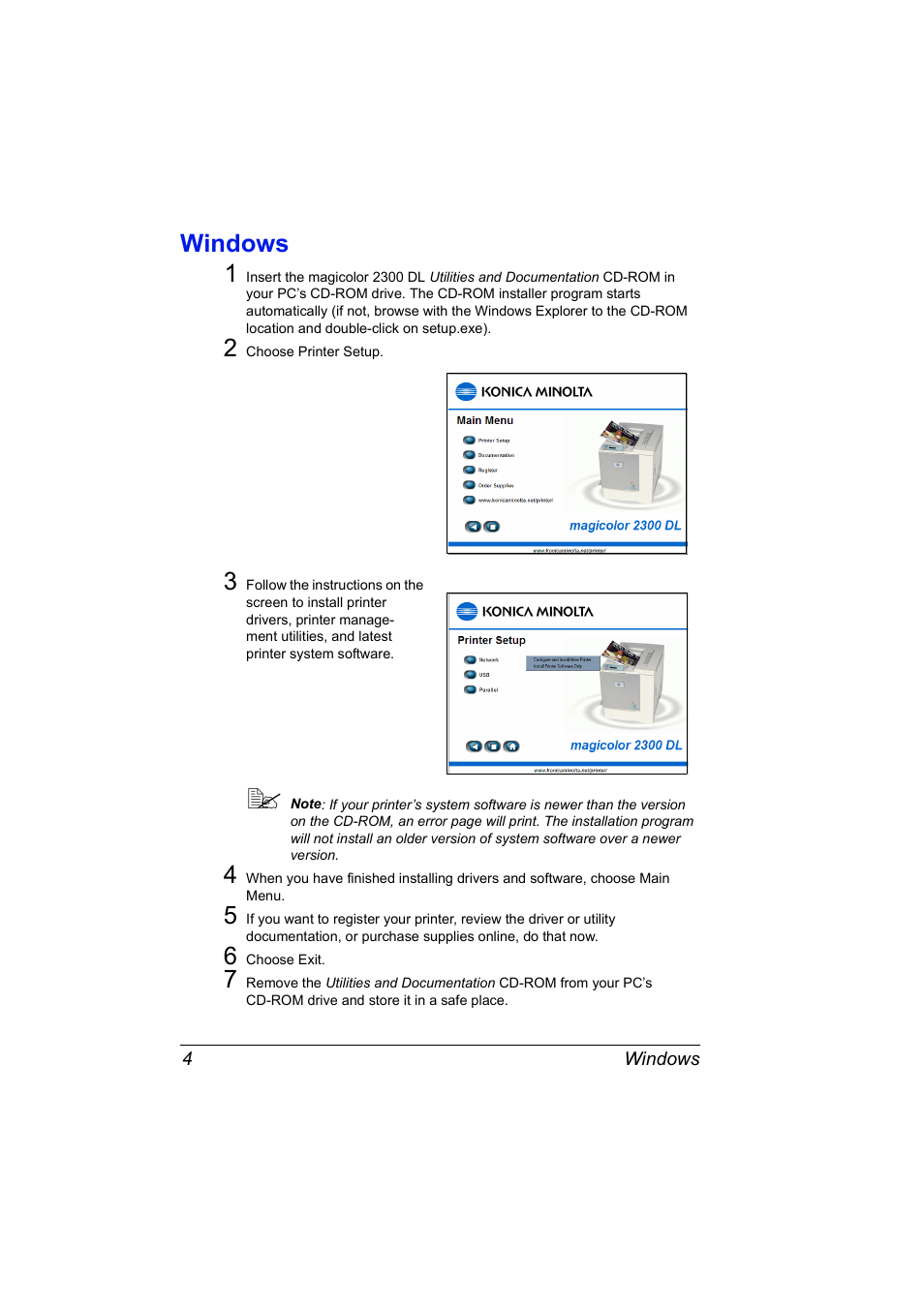 Windows, Windows 4, Windows 1 | Konica Minolta MAGICOLOR 2300 User Manual | Page 14 / 182