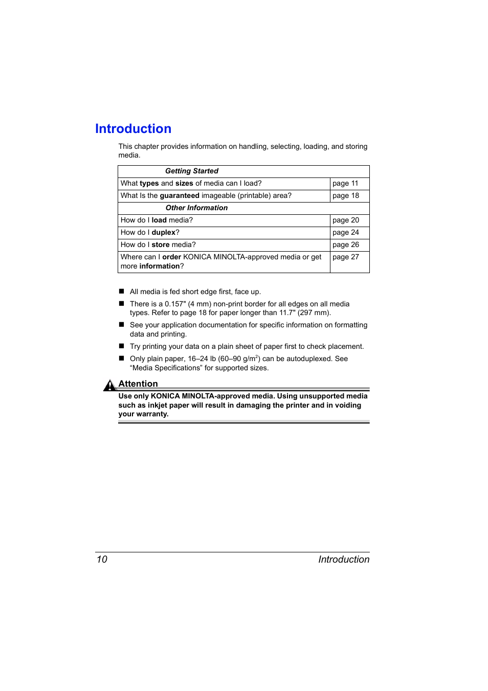 Introduction, Introduction 10 | Konica Minolta MAGICOLOR 2300 User Manual | Page 20 / 182