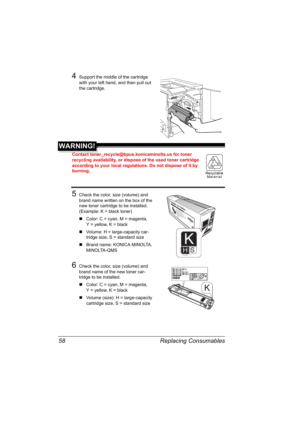 Warning | Konica Minolta MAGICOLOR 2300 User Manual | Page 68 / 182