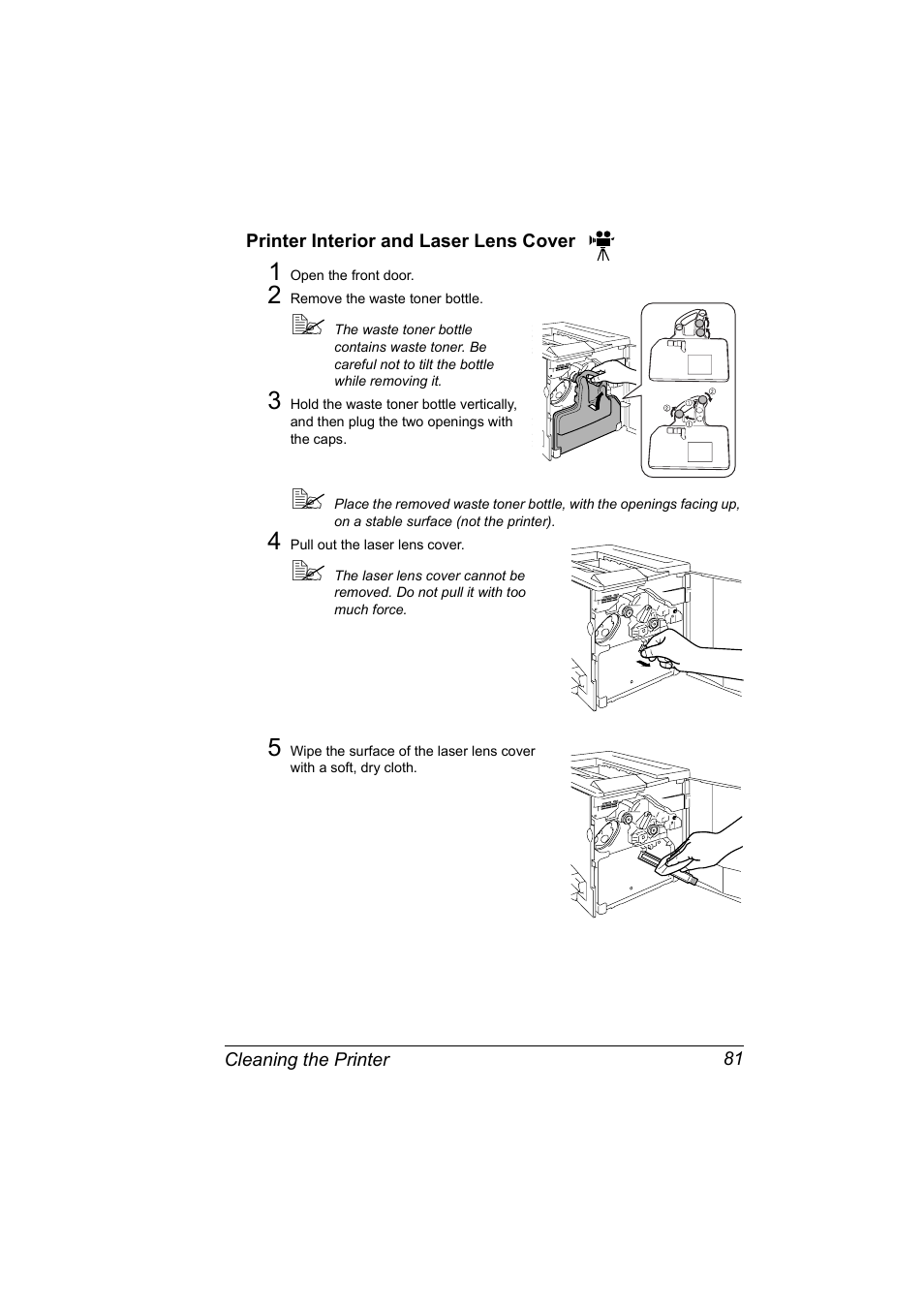 Printer interior and laser lens cover, Printer interior and laser lens cover 81 | Konica Minolta MAGICOLOR 2300 User Manual | Page 91 / 182