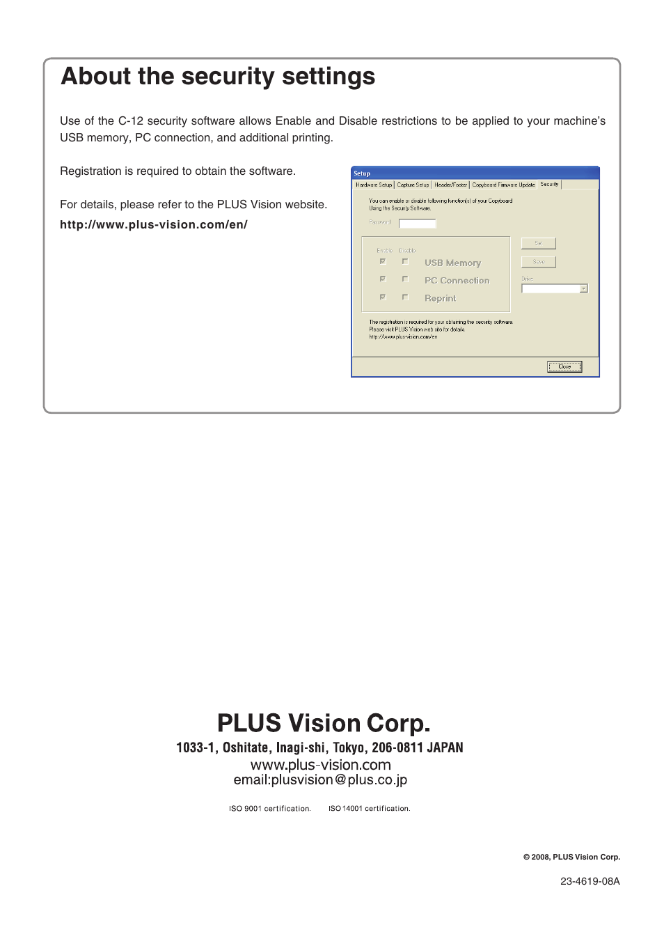 About the security settings | Konica Minolta magicolor plus User Manual | Page 32 / 32