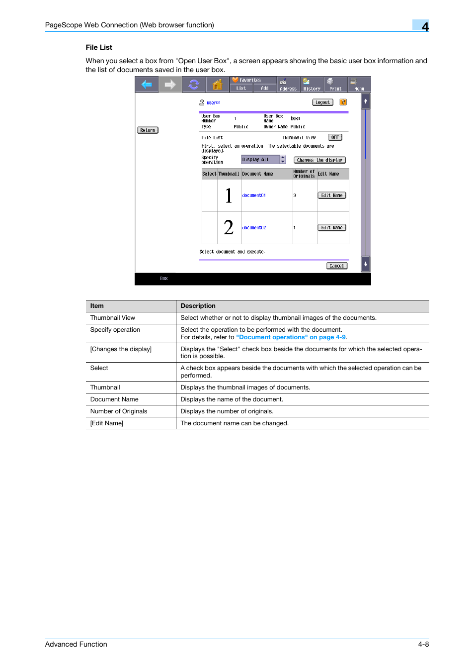 File list, File list -8 | Konica Minolta bizhub 361 User Manual | Page 33 / 84