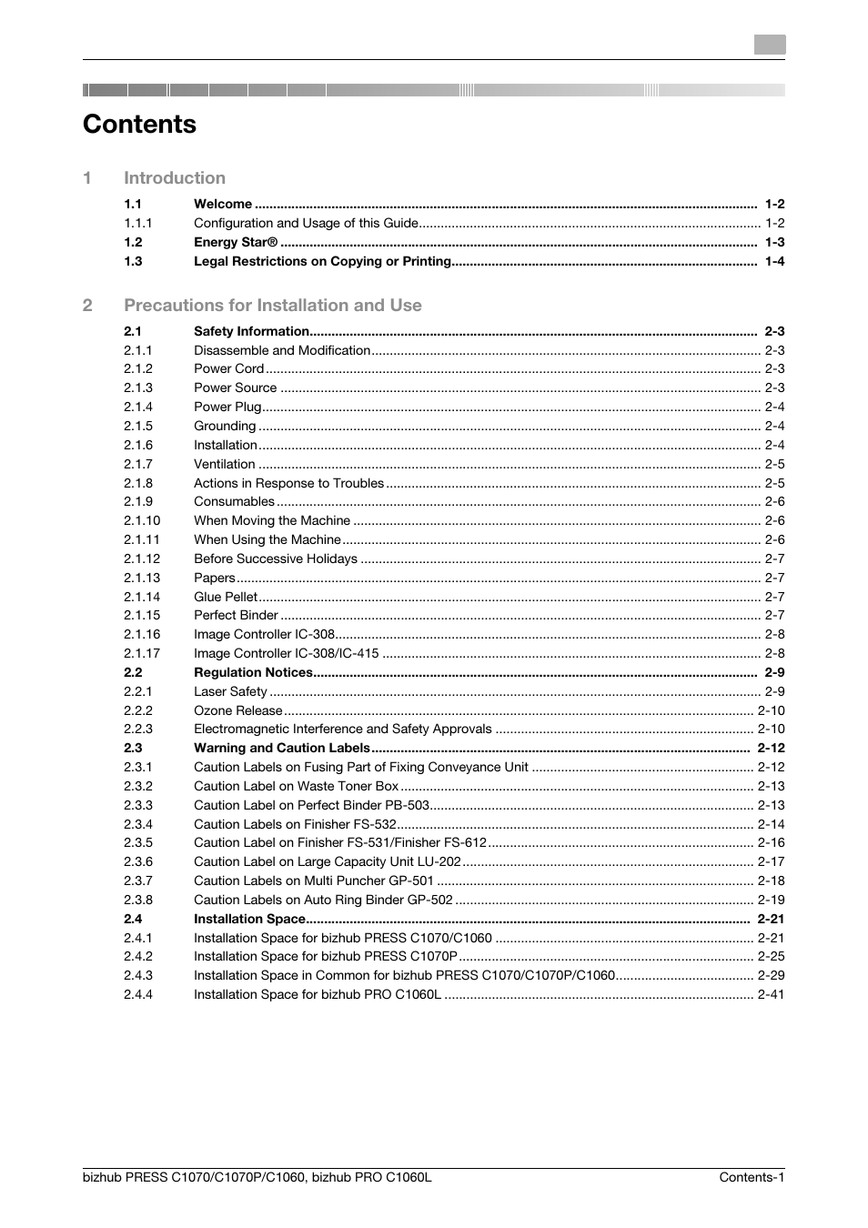 Konica Minolta bizhub PRESS C1070 User Manual | Page 3 / 60