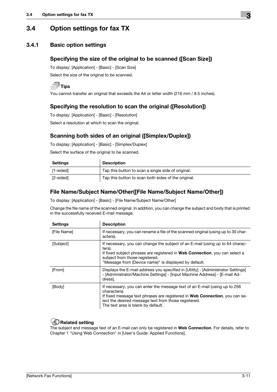 4 option settings for fax tx, 1 basic option settings, Option settings for fax tx -11 | Konica Minolta bizhub 4050 User Manual | Page 20 / 42