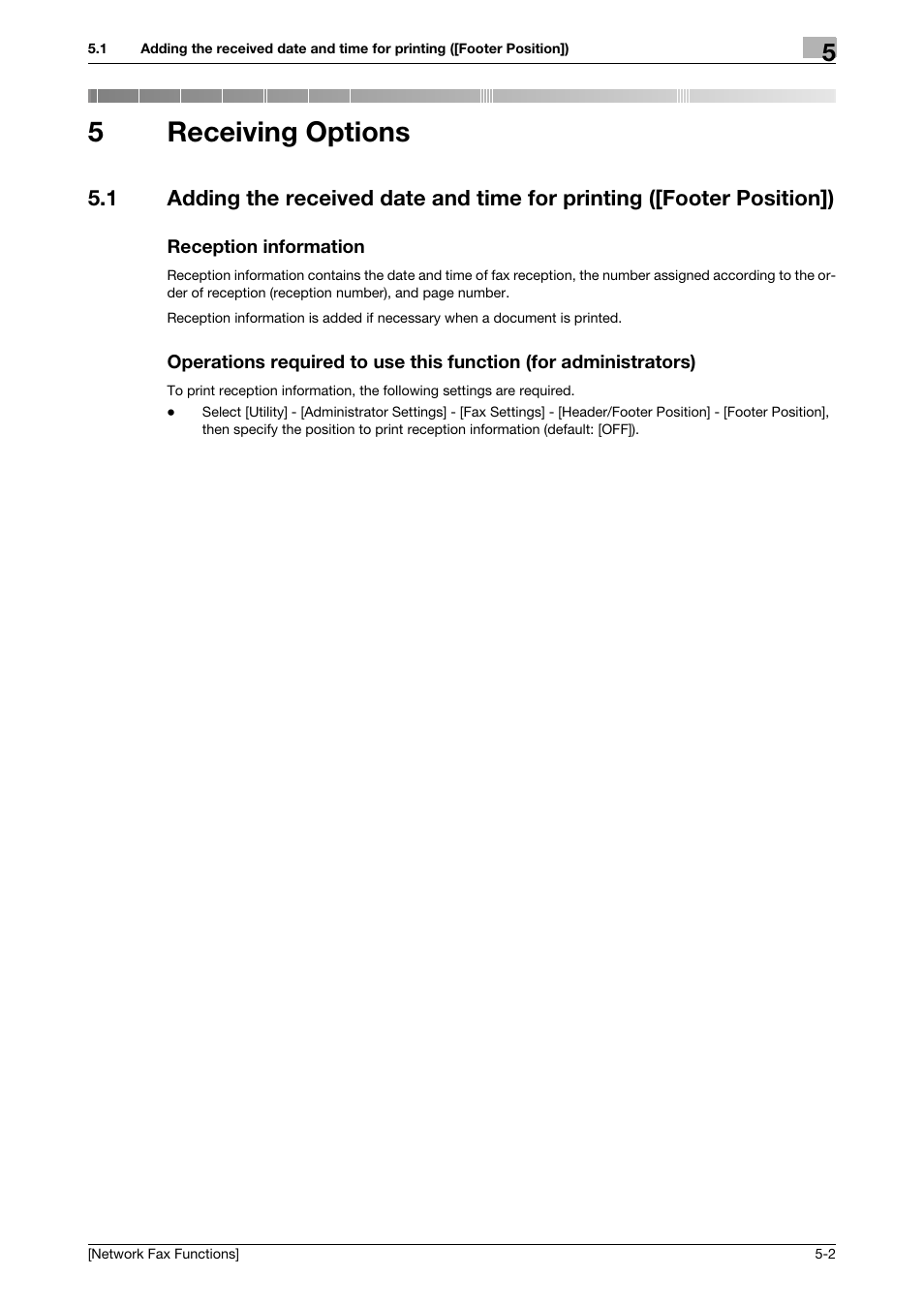 5 receiving options, Reception information, Receiving options | 5receiving options | Konica Minolta bizhub 4050 User Manual | Page 27 / 42