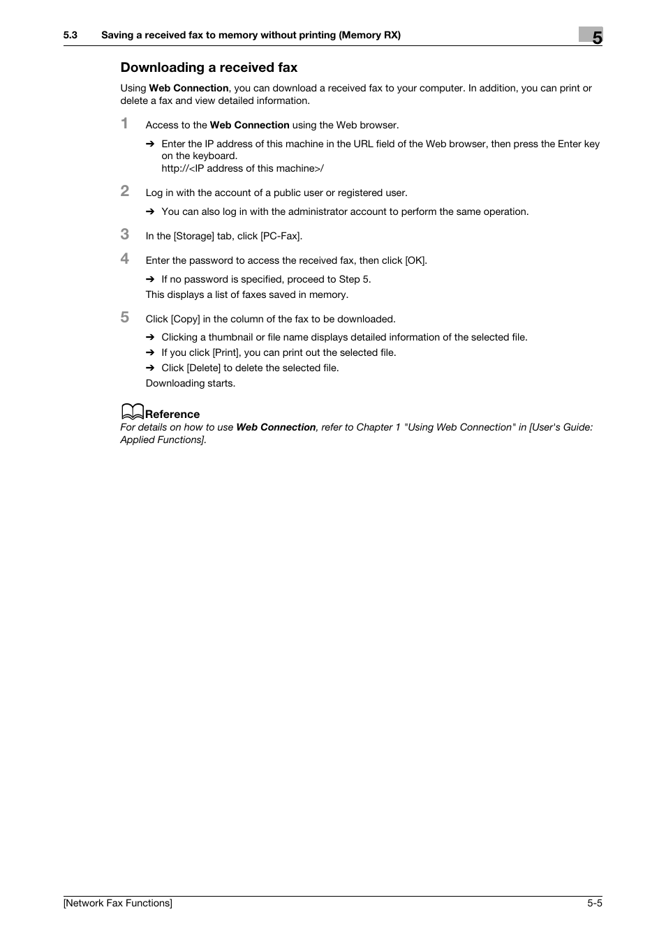 Downloading a received fax, Downloading a received fax -5 | Konica Minolta bizhub 4050 User Manual | Page 30 / 42