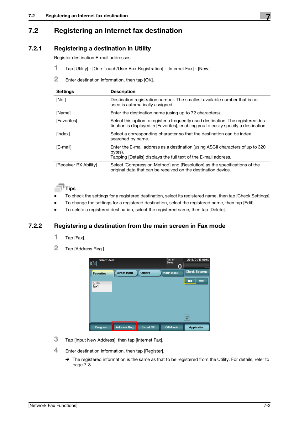 2 registering an internet fax destination, 1 registering a destination in utility, Registering an internet fax destination -3 | Registering a destination in utility -3 | Konica Minolta bizhub 4050 User Manual | Page 38 / 42