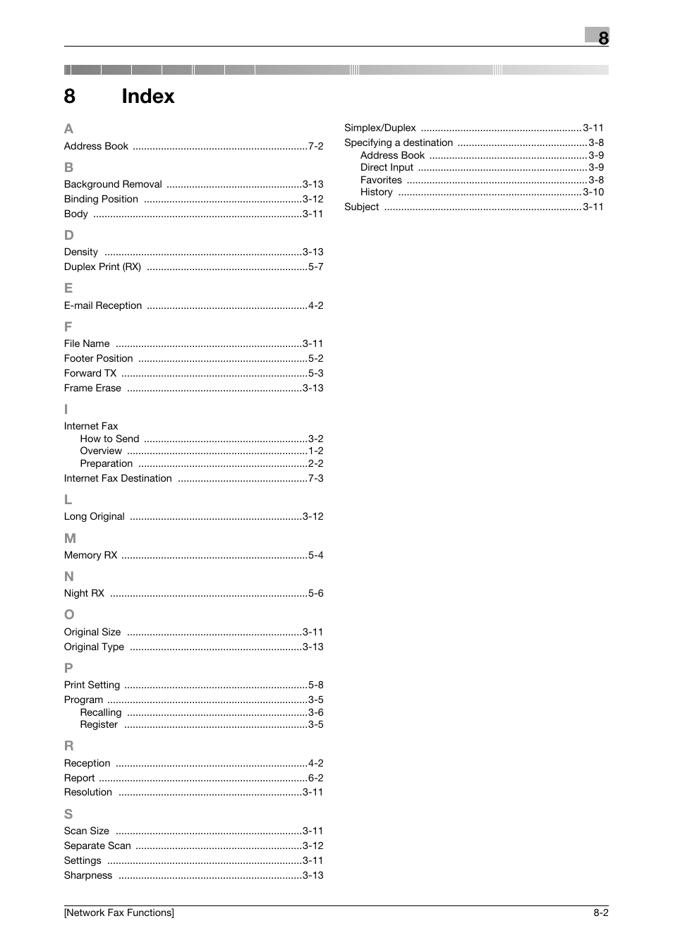 8 index, Index, 8index | Konica Minolta bizhub 4050 User Manual | Page 41 / 42