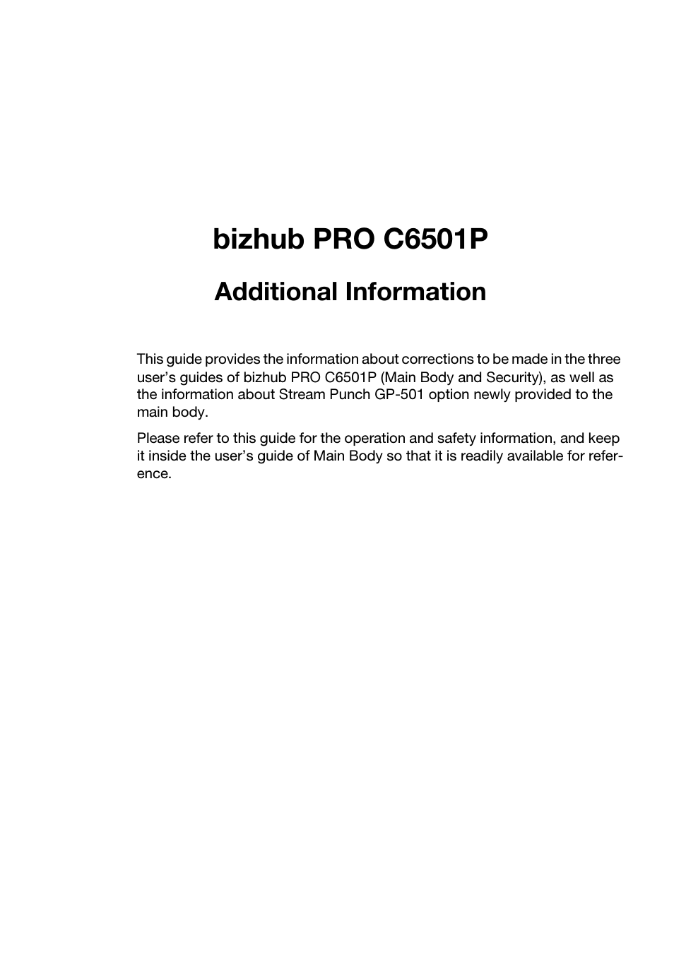 Konica Minolta GP-501 User Manual | 24 pages