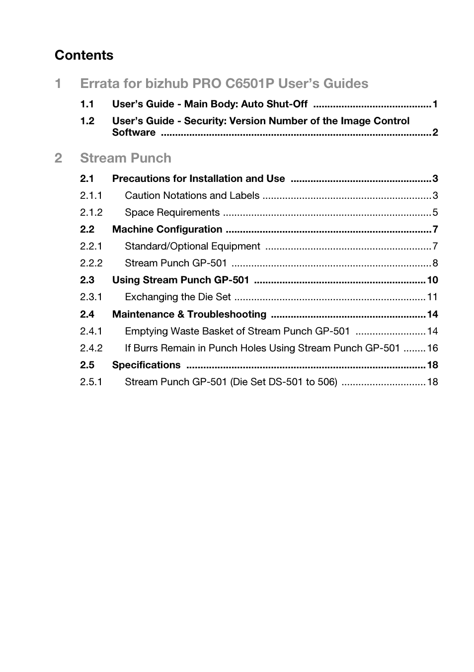 Konica Minolta GP-501 User Manual | Page 3 / 24